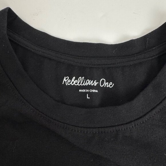 Rebellious One NEW Juniors Large Black T Shirt Red Bows Casual Comfy Fun - Picture 5 of 9